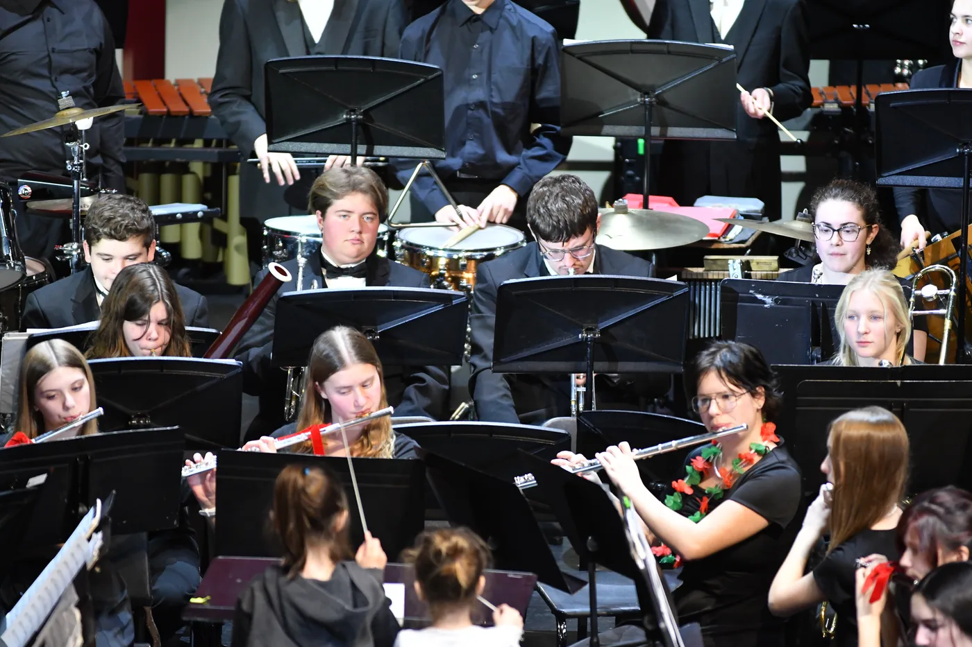 South Lyon High School concert band performs in December 2025
